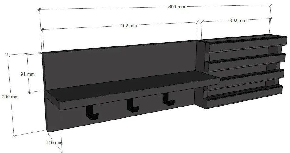 Wieszak ścienny Huso Anthracite