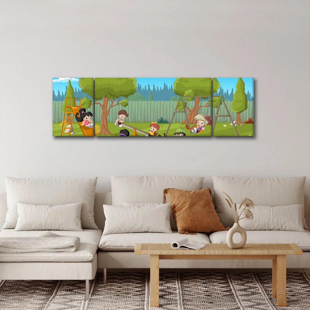 Obraz - Dzieci na placu zabaw (170x50 cm)