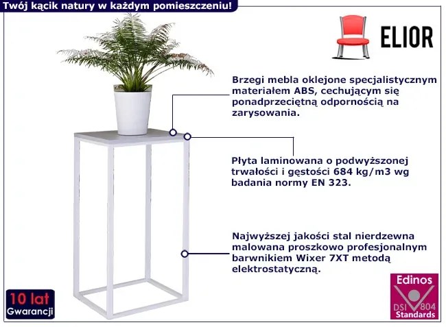 Nowoczesny kwietnik z metalowym stelażem biały + beton P7-P30