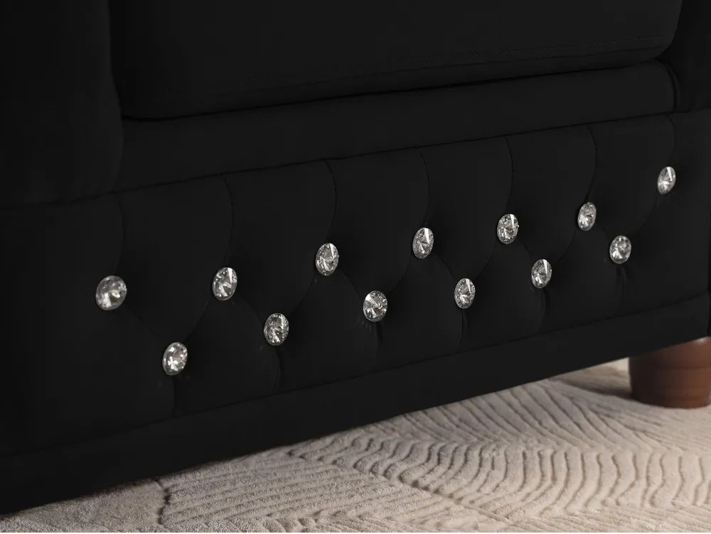 Czarny aksamitny rozkładany narożnik (lewostronny/w kształcie litery L) York Blik – Ropez