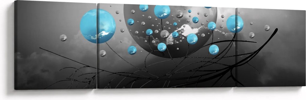 Obraz - jasnoniebieskie abstrakcyjne kule (170x50 cm)