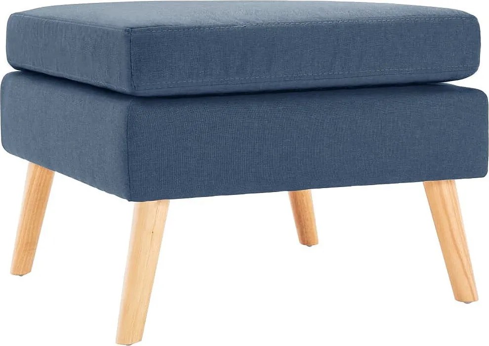 Niebieska kwadratowa podnóżek z miękkiej tkaniny z ramą z litego drewna, 54x54x43,5 cm, styl nowoczesny, bez schowka