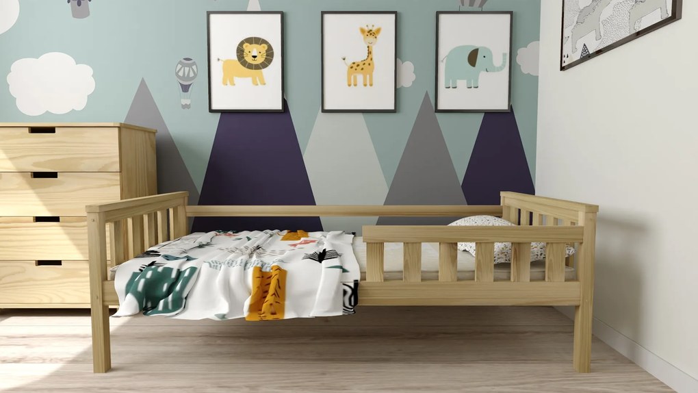 Łóżko dziecięce MONTY 90 x 200 cm, sosna Stelaż: Ze stelażem listwowym elastycznym, Materac: Materac Coco Maxi 20 cm