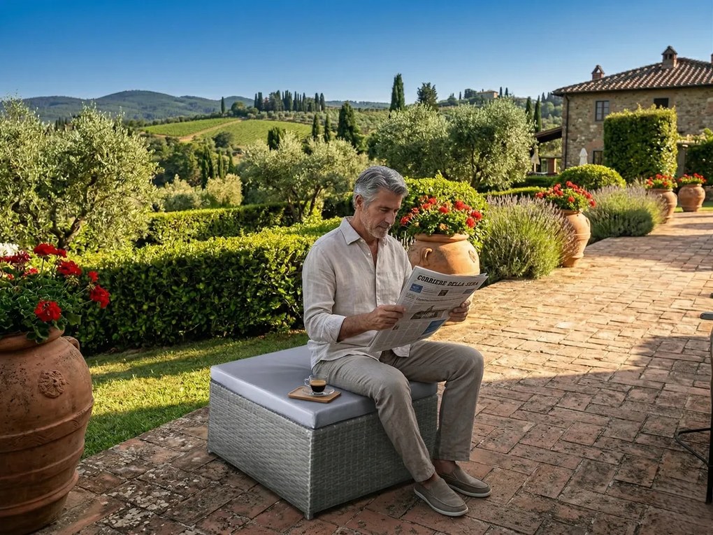 Pufa balkonowa TINTO szary technorattan