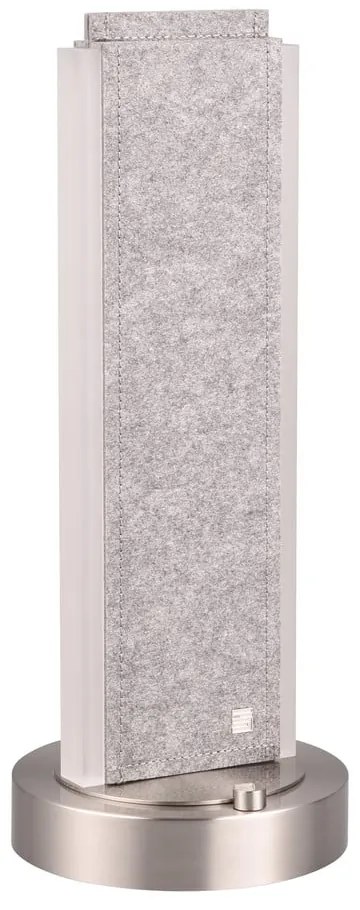 Szara lampa stołowa LED ze sterowaniem głosowym/mobilną aplikacją i tekstylnym kloszem (wysokość 51 cm) Cicara – CINQUE