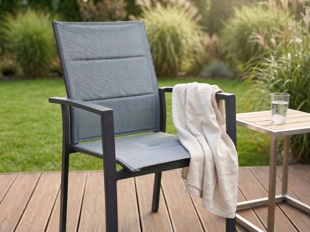 Krzesło ogrodowe aluminiowe antracyt 56x65x88 cm komfortowe wytrzymałe