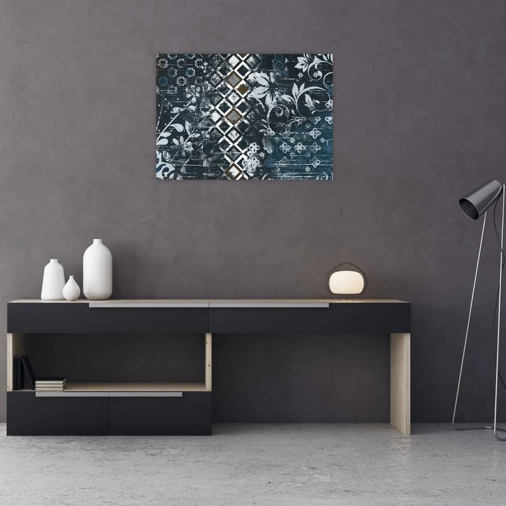 Obraz na szkle z kwiatowym wystrojem (70x50 cm)