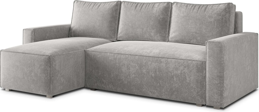 Masseno Narożnik POTARO z funkcją spania i pojemnikiem na pościel Narozniki L, Rozkładana sofa - Jasznoszary, LUMO 65