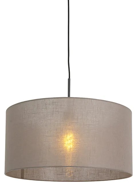 Rustykalna lampa wisząca czarna z abażurem w kolorze taupe 50 cm - Combi 1 Nowoczesny Oswietlenie wewnetrzne