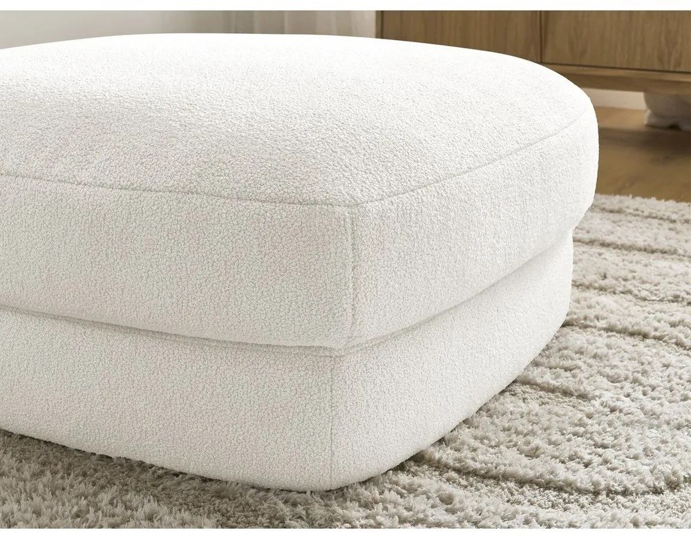 Biały podnóżek z materiału bouclé Leonore – Bobochic Paris