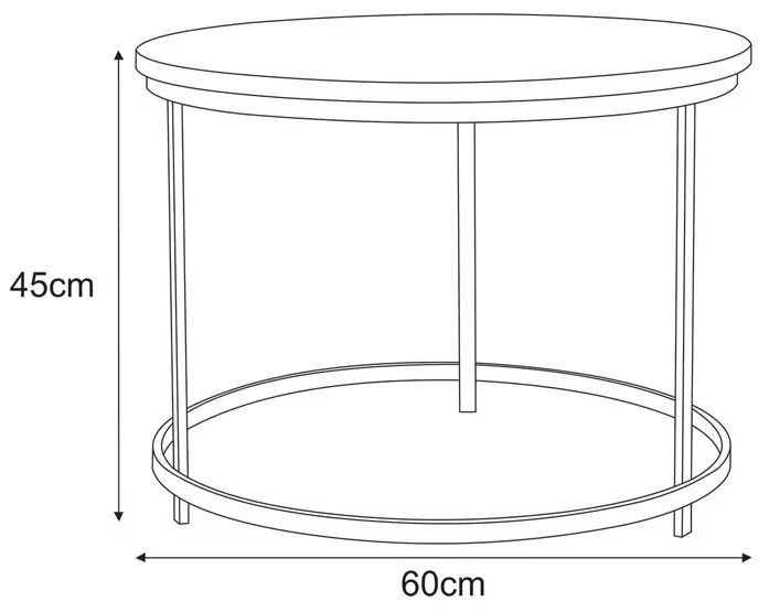 Okrągły industrialny stolik kawowy czarny + dąb 30x11x4 L2-T70