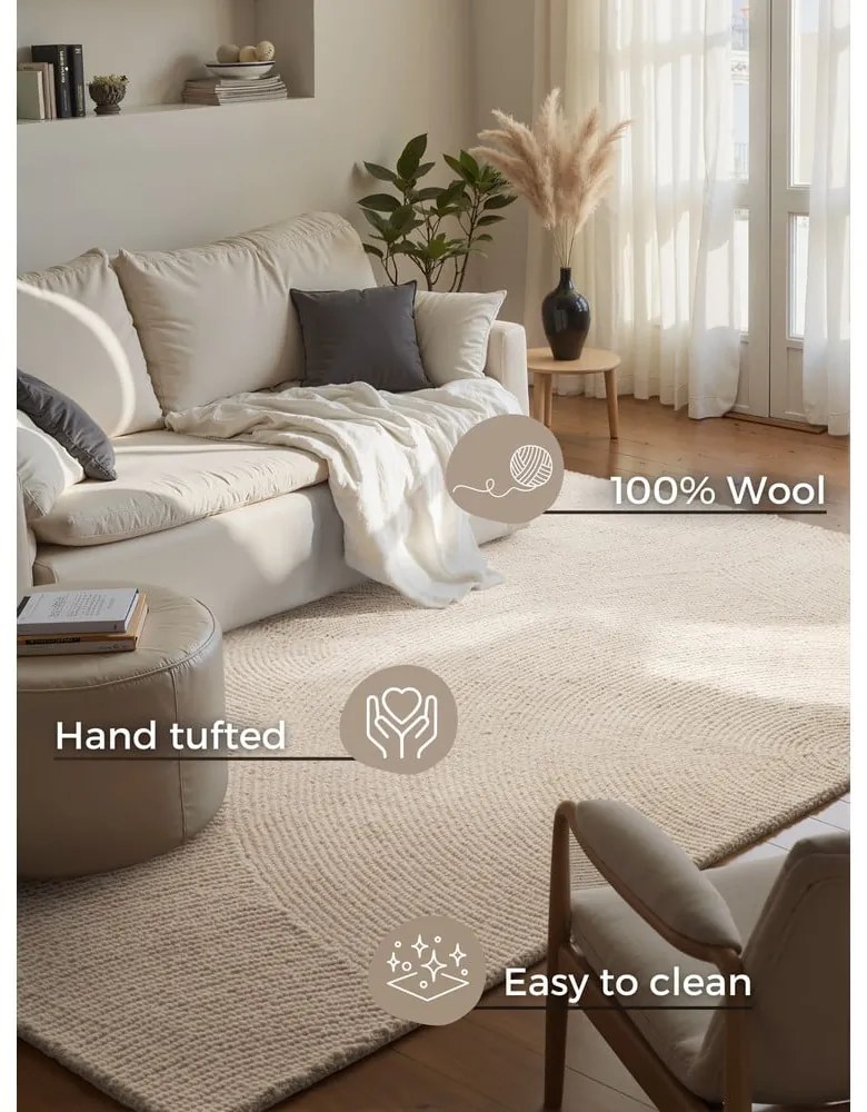 Wełniany dywan tkany ręcznie w jasnym naturalnym kolorze 80x150 cm Eleni Natural White – Hanse Home