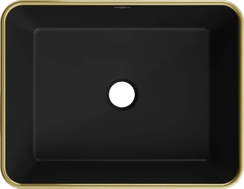 Mexen Catia umywalka nablatowa 48 x 37 cm, czarna mat/złota rant - 21314875