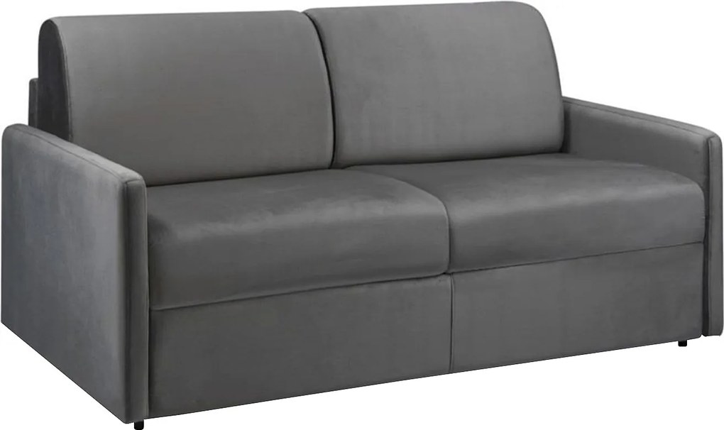 Kanapa 3-osobowa rozkładana z weluru CALIFE - Kolor antracytowy - Łóżko 140 cm - Materac 14 cm