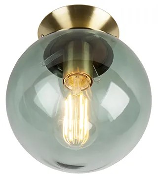 Lampa sufitowa w stylu art deco mosiądz z zielonym szkłem - Pallon ArtDeco Oswietlenie wewnetrzne