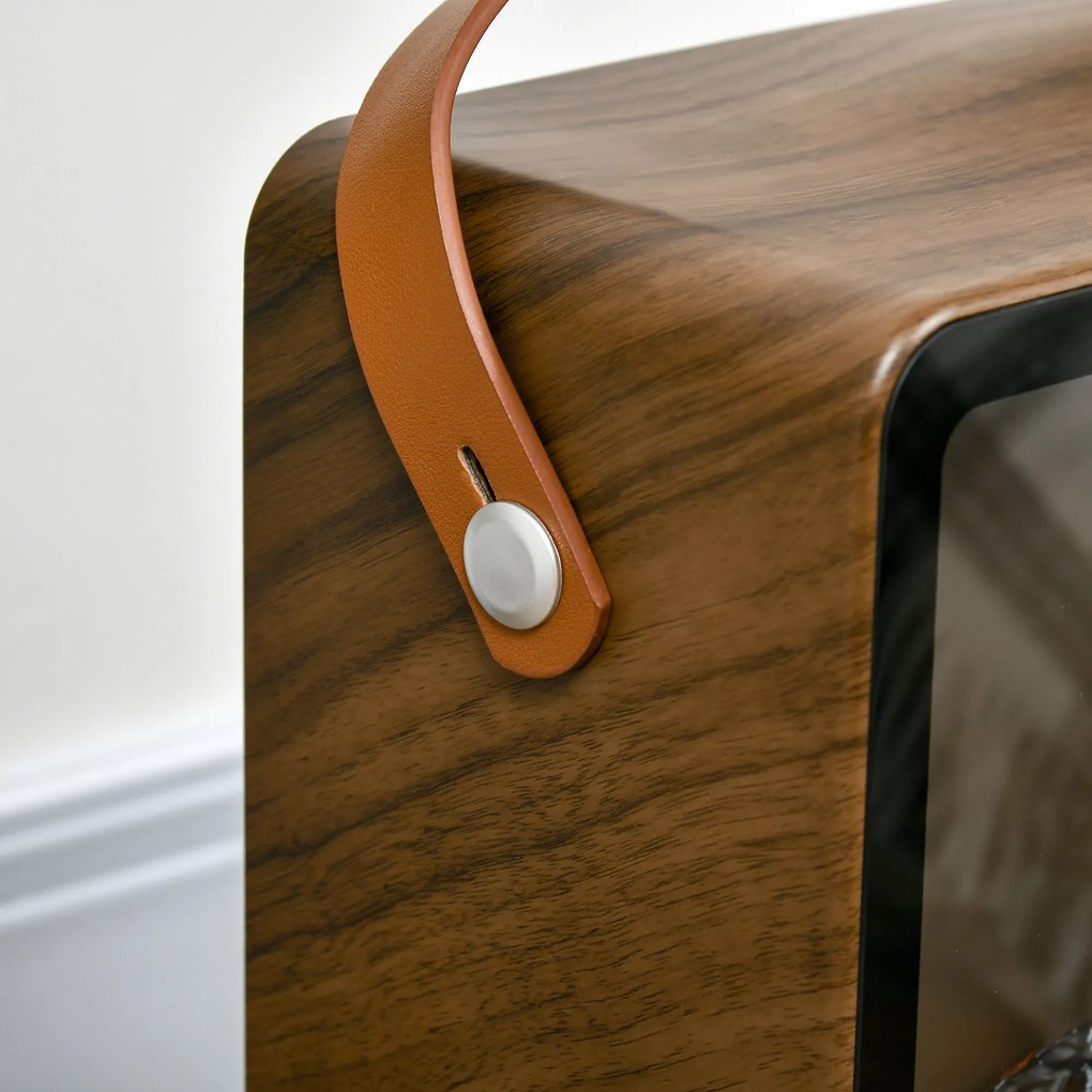 HOMCOM Elektrokamin, realistyczne ognisko, 2 tryby grzewcze do 50°C, zabezpieczenie przed przegrzaniem, wykończenie orzechowe, 30,3 x 17,5 x 37,4cm