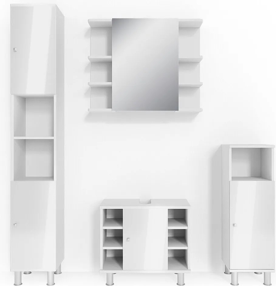 Zestaw mebli łazienkowych biały wysoki połysk 60x32x54 fynn