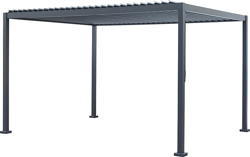 PERGOLA OGRODOWA 3X4X2,3 M ALUMINIOWO-STALOWA ANTRACYT DACH MANUALNY