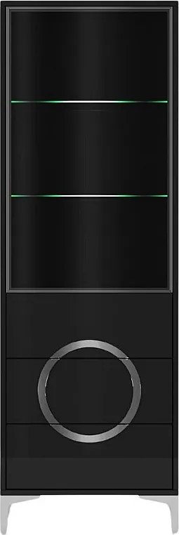 Czarna witryna Dancan EVA ze szklanymi drzwiami / połysk