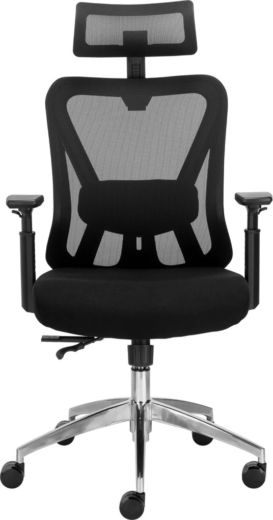 Fotel siatkowy z zagłówkiem regulowanym Ergobit Lux, zgodny z normą BHP