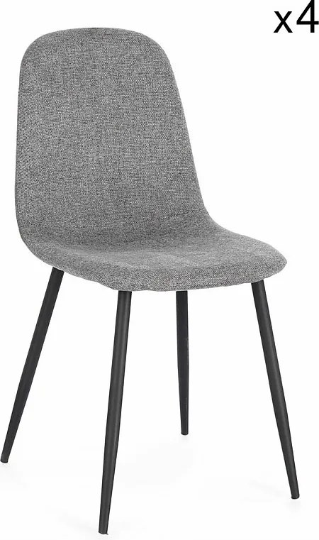 Zestaw 4 krzeseł w ciemnoszarej tkaninie i antracytowej stali - IRELIA