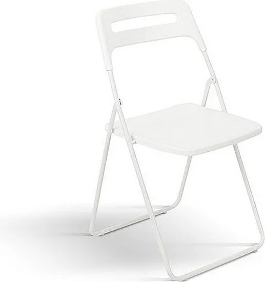 Zestaw 6 składanych krzeseł z białego metalu i białego polipropylenu - ALMERIA