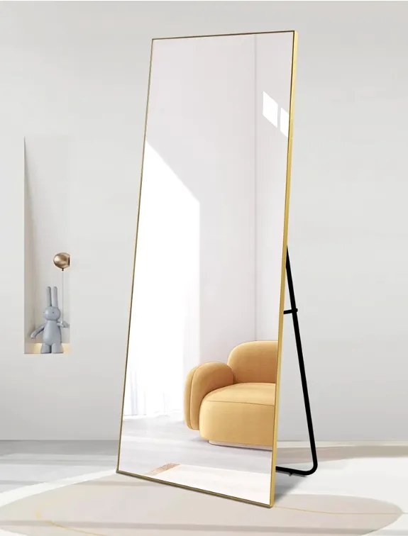 Wolnostojące lustro podłogowe ścienne złote ZJ-02 pełnowymiarowe 165x50 do przedpokoju i salonu