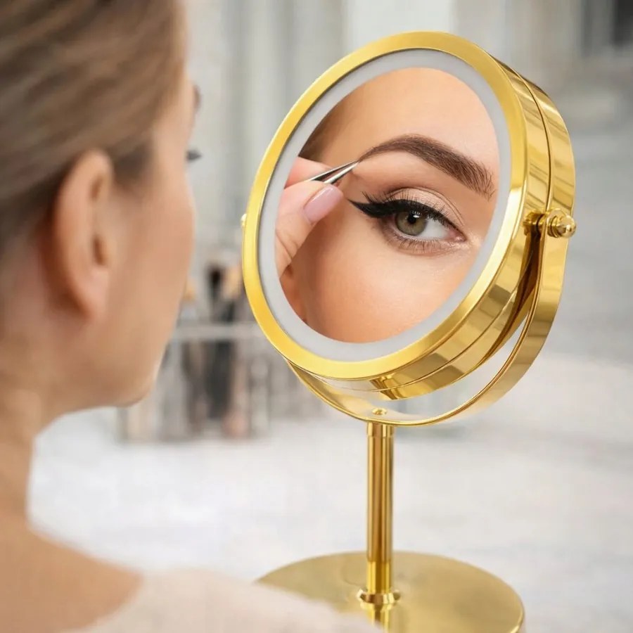 Lusterko Do Makijażu PREMIUM Kosmetyczne POWIĘKSZAJĄCE 10X Podświetlane LED