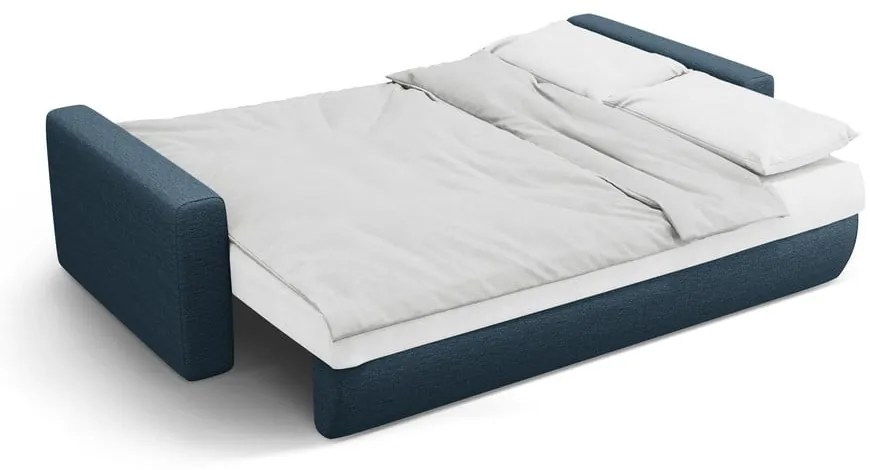Ciemnoniebieska rozkładana sofa ze schowkiem 238 cm Belfast – Cosmopolitan Design