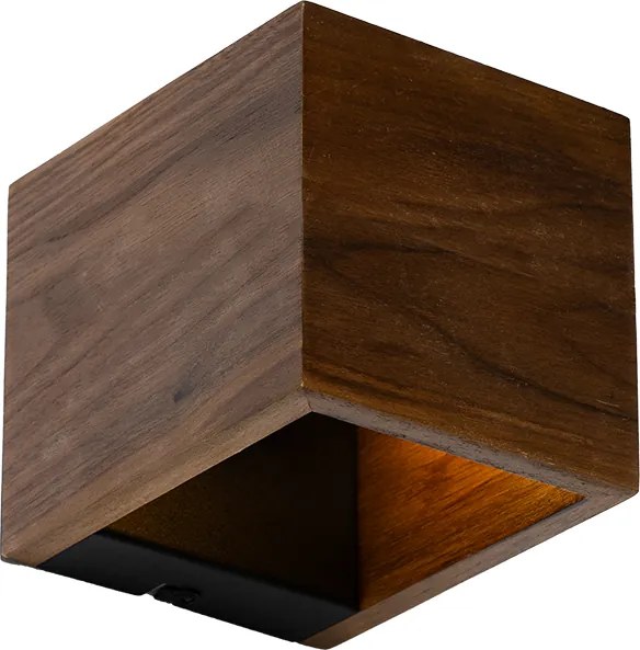 Rustykalna lampa ścienna z drewna orzechowego - Transfer