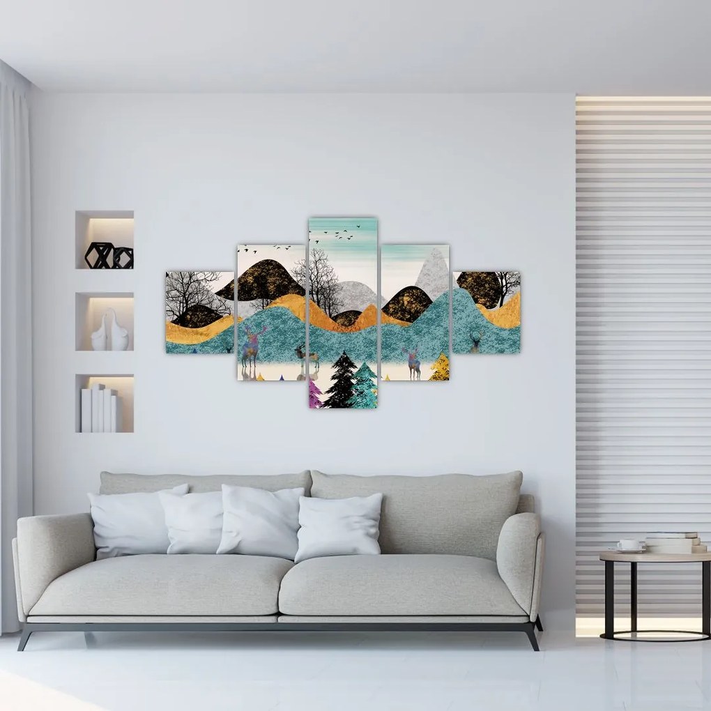 Obraz graficzny z jeleniem (125x70 cm)