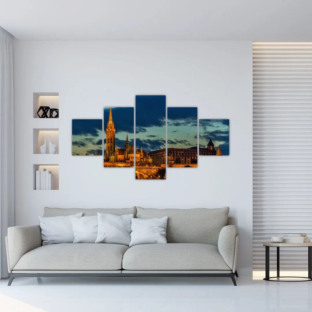 Obraz oświetlonego budynku (125x70 cm)