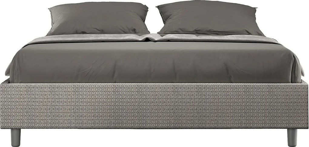 Łóżko wyposażone w stelaż z listwami tapicerowane 160x210 tkaniny Labirinto 02 Szary Azelia