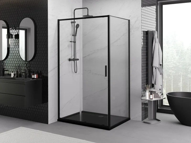 Mexen Exo kabina prysznicowa rozsuwana 110 x 80 cm, transparent, czarna - 8151-110-080-70-00