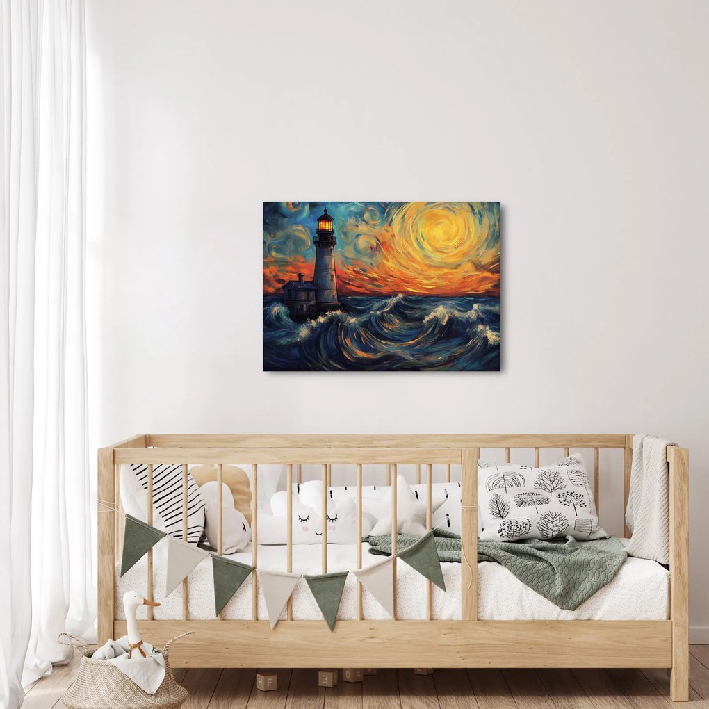 Obraz - Latarnia morska w falach (70x50 cm)
