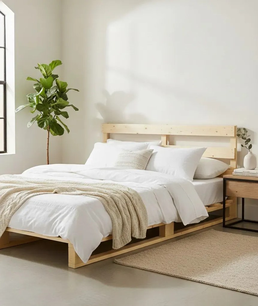 Drewniane łóżko z zagłówkiem T5-S96