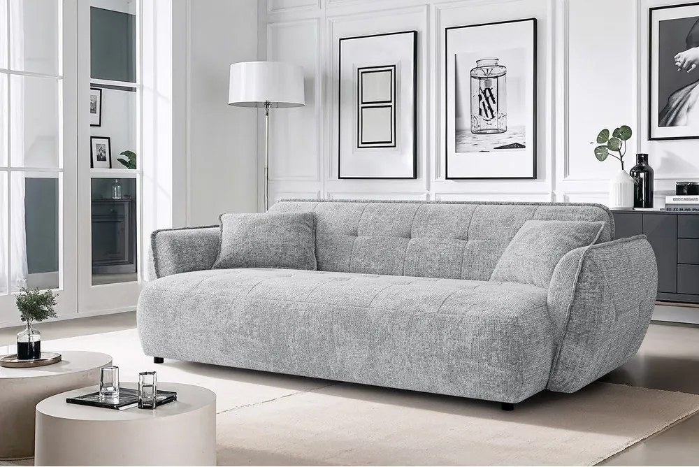 Jasnoszara sofa z tkaniny szenilowej 250 cm Nelia Big – Ropez