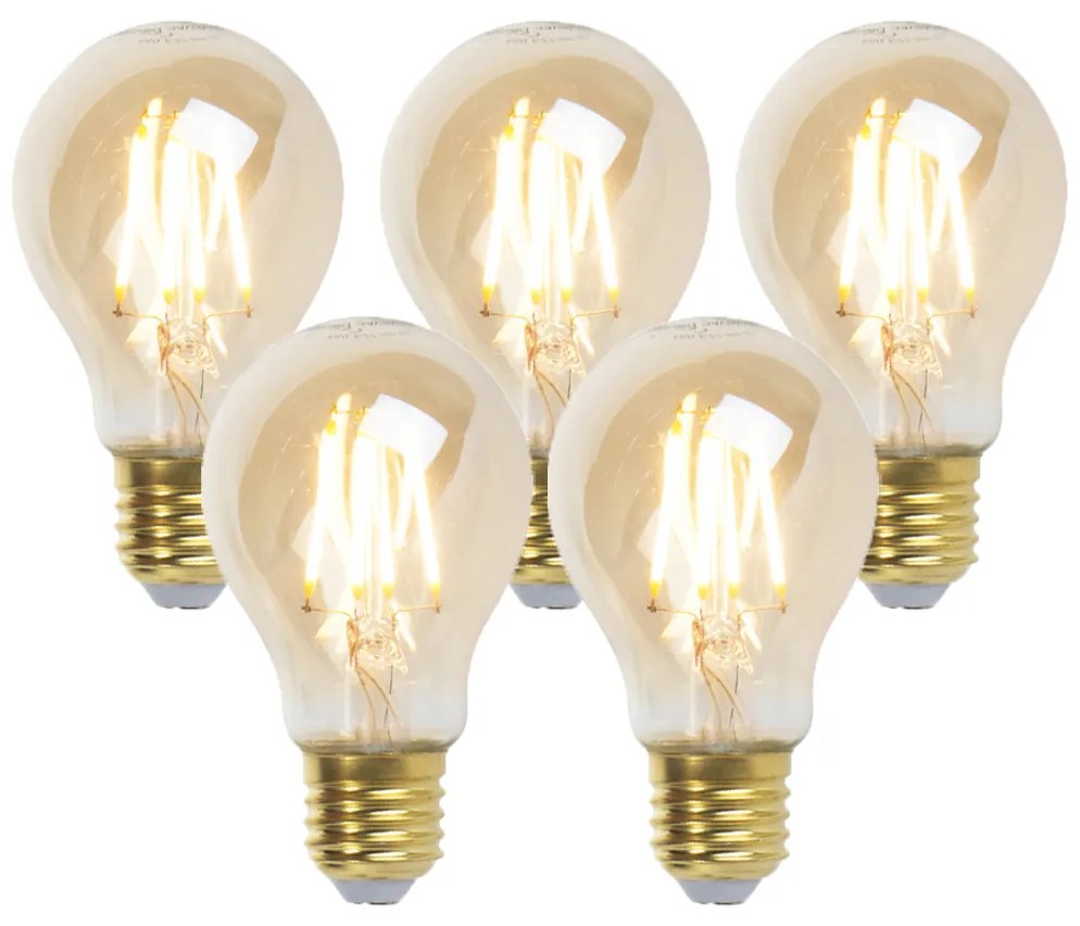 Zestaw 5 ściemnialnych żarówek LED E27 goldline 5W 380 lm 2200K