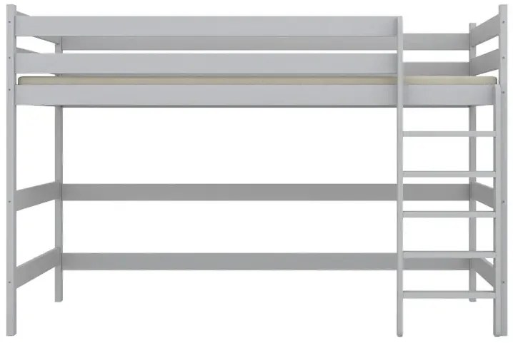 Białe drewniane łóżko jednoosobowe z antresolą - 5 rozmiarów N7-Z21