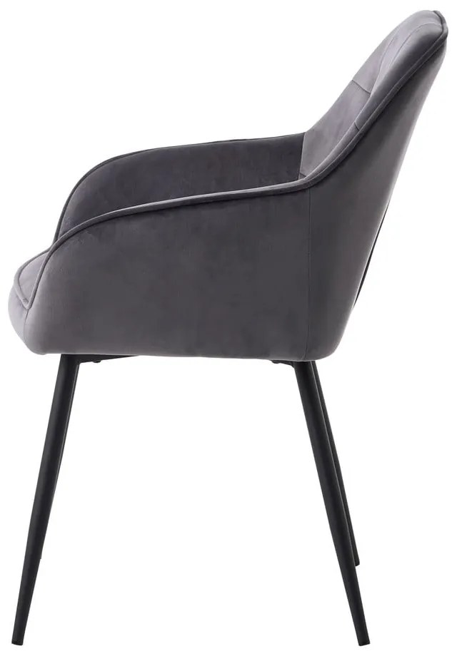 Szare aksamitne krzesła z podłokietnikami zestaw 2 szt. Nolan Square – Unique Furniture
