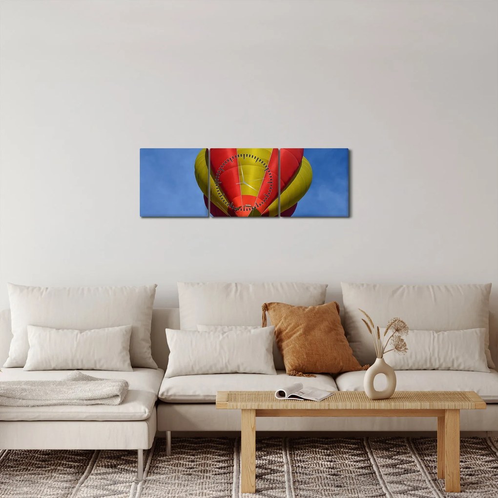 Obraz latającego balonu (z zegarem) (90x30 cm)