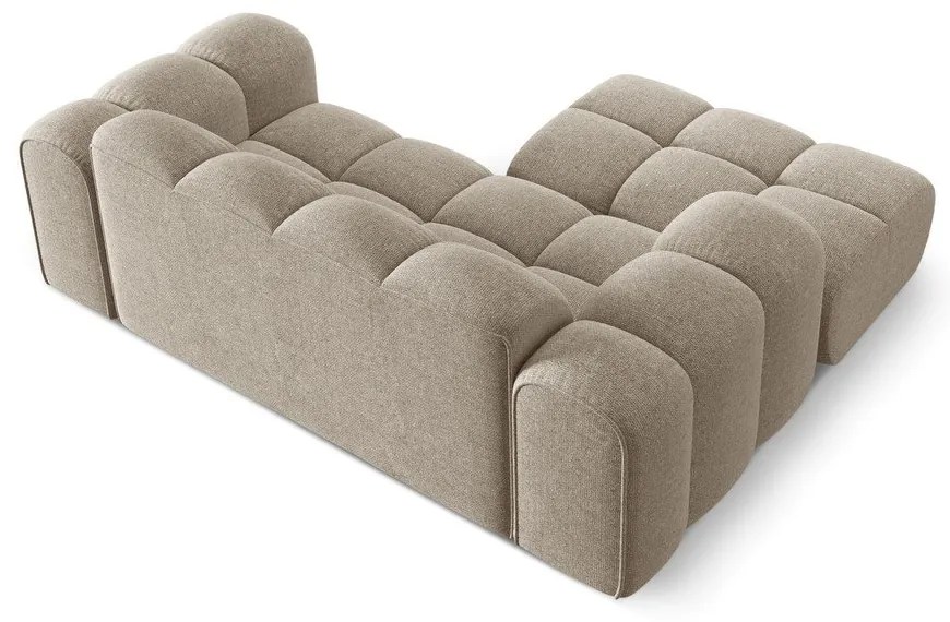 Jasnobrązowy narożnik z tkaniny szenilowej (lewostronny/z szezlongiem) Treno – Cosmopolitan Design