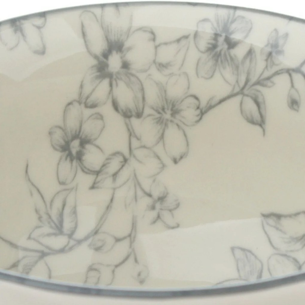 Zestaw 6 ceramicznych miseczek Delikatne kwiaty 11,5 cm, szare