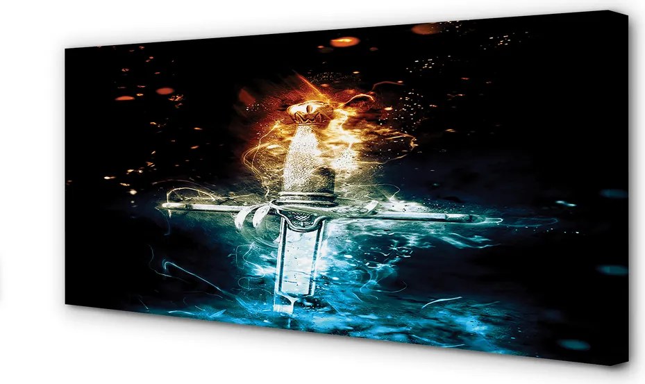 Zdjęcie na płótnie Miecz w Kolorowych Dymach