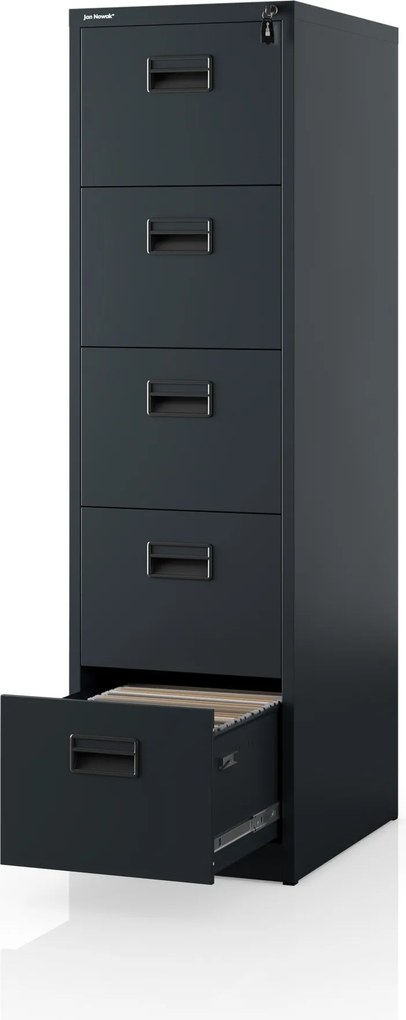 Szafa kartotekowa metalowa z 5 szufladami antracytowa, 460x1625.5x600 mm: SARA V5