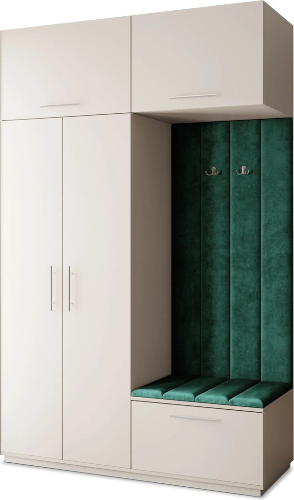 Masseno Garderoba REMA 150/240/60 cm Nowoczesna Szafa do Przedpokoju Kaszmir, MONOLITH 37 (Butelkowa zieleń)