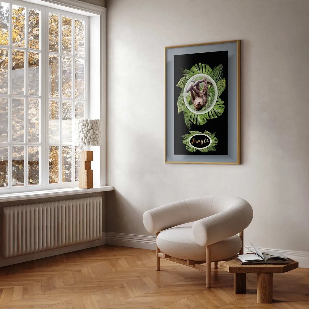 Plakat Leniwiec 21x30 cm z ramą złotą bez marginesu ARTGEIST B