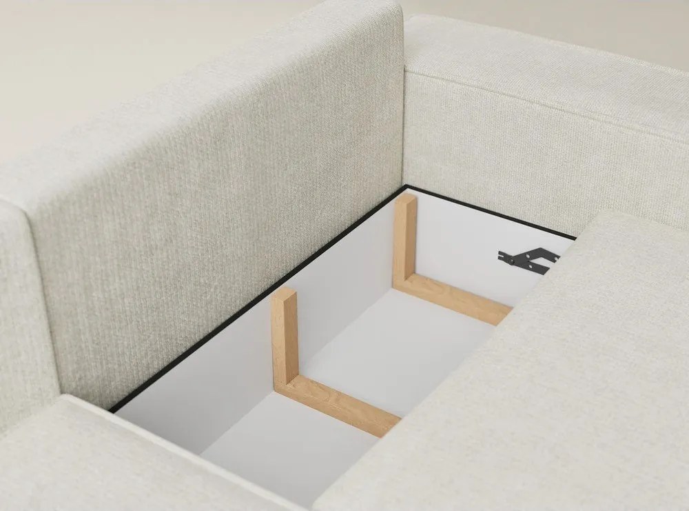 Kremowy rozkładany/ze schowkiem narożnik z tkaniny szenilowej (lewostronny/w kształcie litery L) Tonga – Maison de Rêve