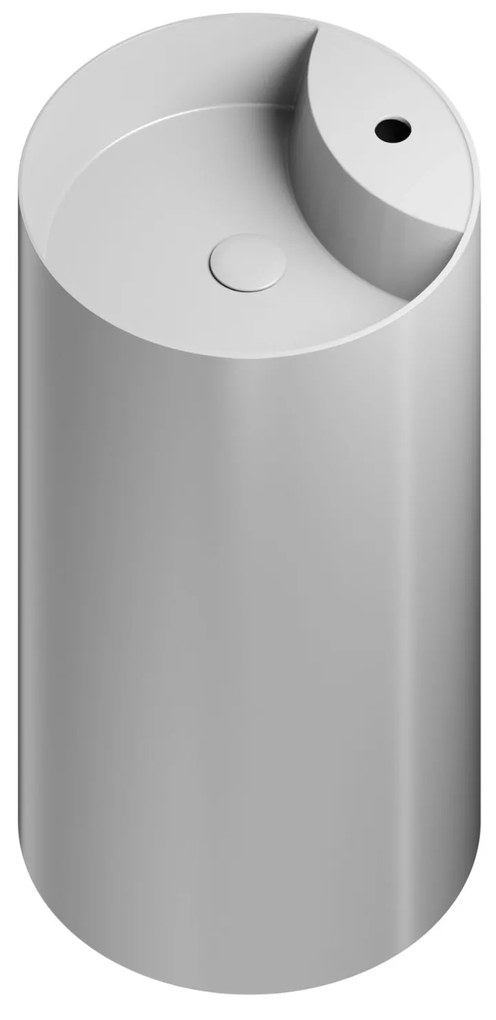 Umywalka z konglomeratu wolnostojąca okrągła szara błyszcząca 87 x 44 cm KALMI GREY GLOW z otworem na baterie : Podłączenie syfonu - Do ściany