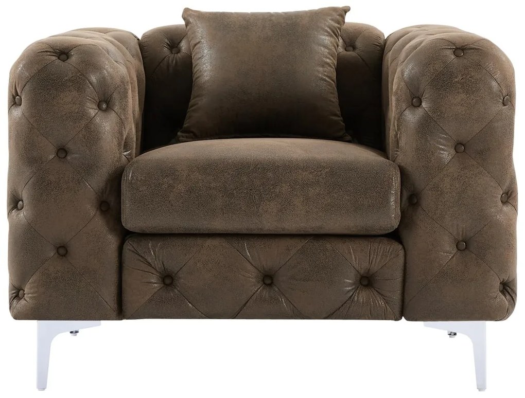 Fotel chesterfield z mikrofibry o wyglądzie postarzanej skóry EDWINA